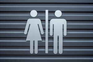 Man & Woman restroom sign, WC directional sign,Toilet sign, - image