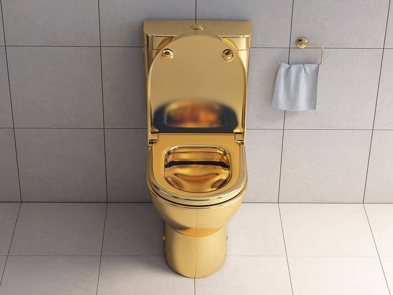 Golden toilet bowl in wc-cm