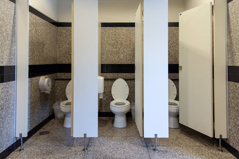 Flush toilet in Public three rooms toilet and open door-cm